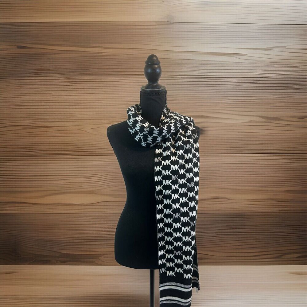 NEW MICHAEL KORS Women's Knit Scarf MK Logo Monogram All Over Print. Knit. NWT